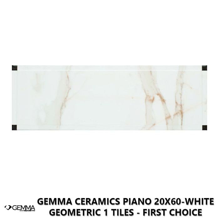 Gemma Ceramics Piano 20x60-White Geometric 1 Tiles - First Choice