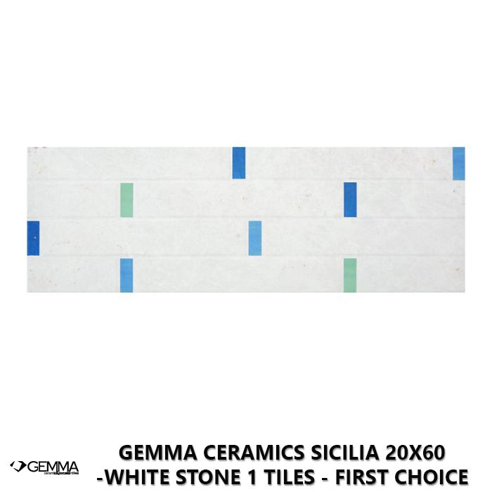 Gemma Ceramics Sicilia 20x60 -White Stone 1 Tiles - First Choice