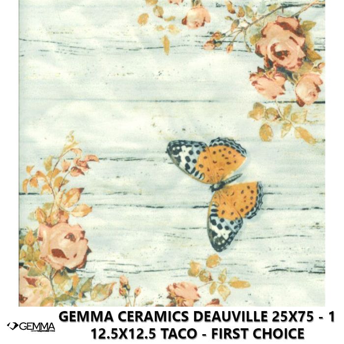Gemma Ceramics Deauville 25x75 - 1 12.5x12.5 Taco - First Choice