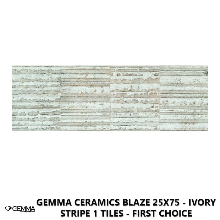 Gemma Ceramics Blaze 25x75 - Ivory Stripe 1 Tiles - First Choice