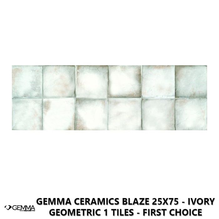 Gemma Ceramics Blaze 25x75 - Ivory Geometric 1 Tiles - First Choice