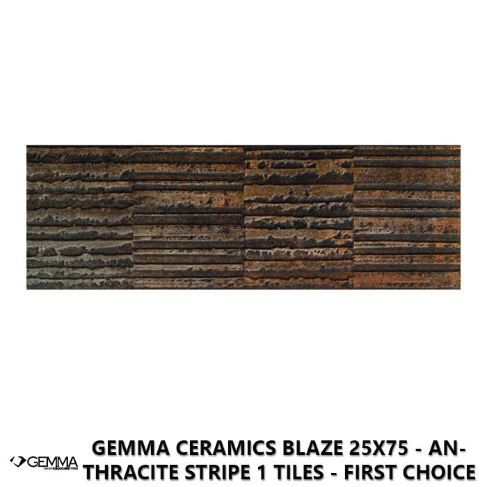 Gemma Ceramics Blaze 25x75 - Anthracite Stripe 1 Tiles - First Choice
