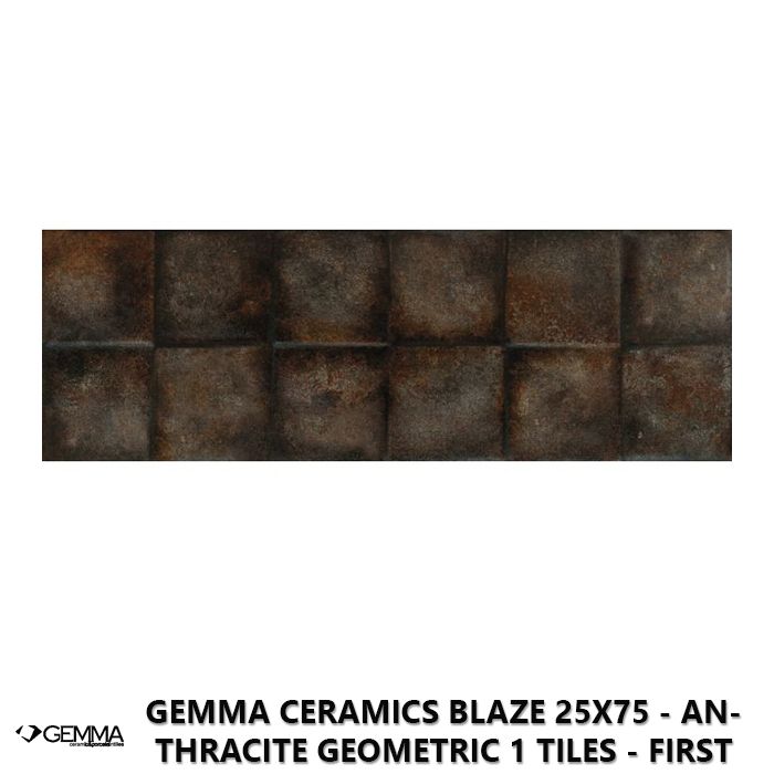 Gemma Ceramics Blaze 25x75 - Anthracite Geometric 1 Tiles - First Choice