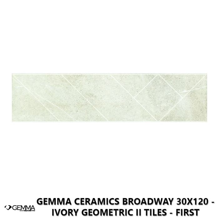 Gemma Ceramics Broadway 30x120 - Ivory Geometric II Tiles - First Choice