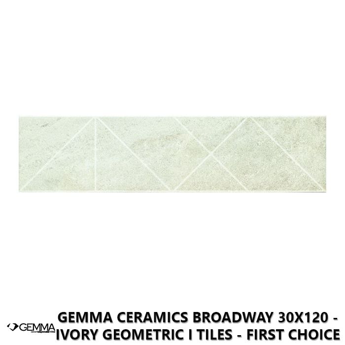 Gemma Ceramics Broadway 30x120 - Ivory Geometric I Tiles - First Choice