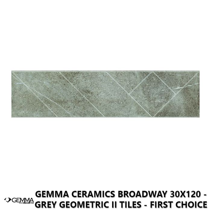 Gemma Ceramics Broadway 30x120 - Grey Geometric II Tiles - First Choice