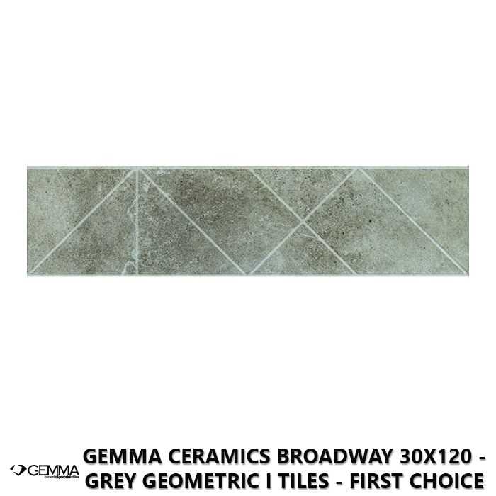 Gemma Ceramics Broadway 30x120 - Grey Geometric I Tiles - First Choice