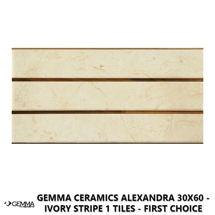 Gemma Ceramics Alexandra 30x60 - Ivory Stripe 1 Tiles - First Choice