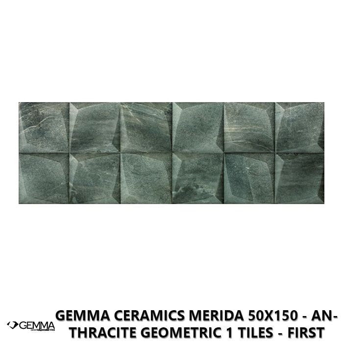 Gemma Ceramics Merida 50x150 - Anthracite Geometric 1 Tiles - First Choice