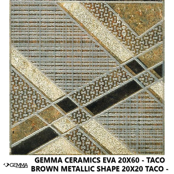 Gemma Ceramics Eva 20x60 - Taco Brown Metallic Shape 20x20 Taco - First Choice