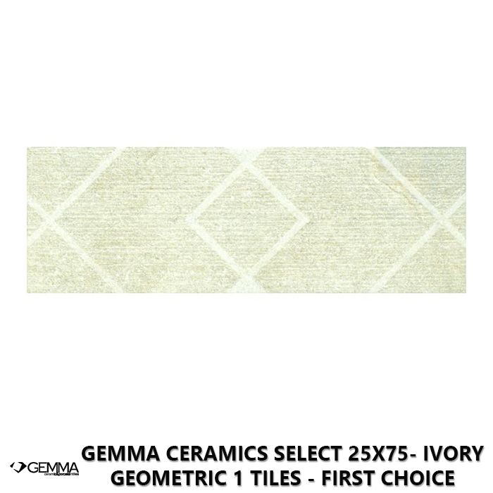 Gemma Ceramics Select 25x75- Ivory Geometric 1 Tiles - First Choice