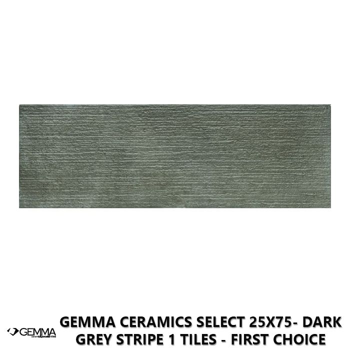 Gemma Ceramics Select 25x75- Dark Grey Stripe 1 Tiles - First Choice