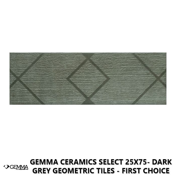 Gemma Ceramics Select 25x75- Dark Grey Geometric Tiles - First Choice