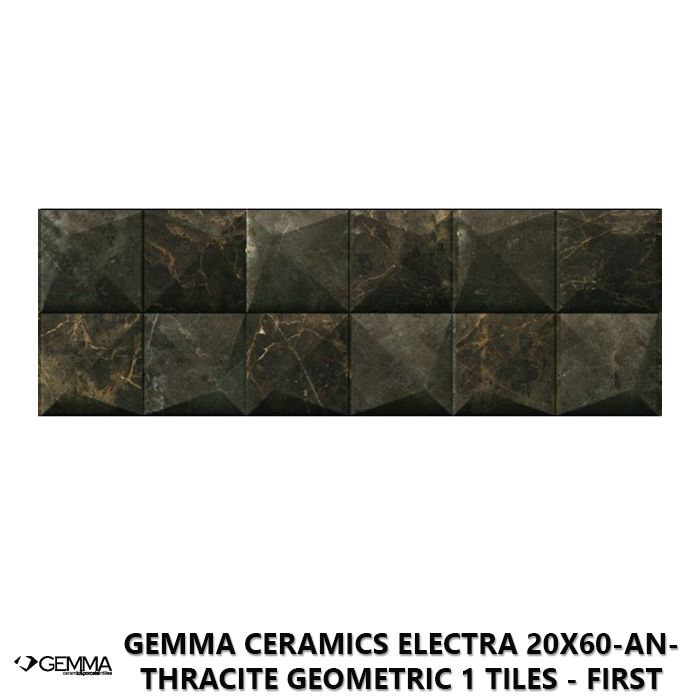 Gemma Ceramics Electra 20x60-Anthracite Geometric 1 Tiles - First Choice