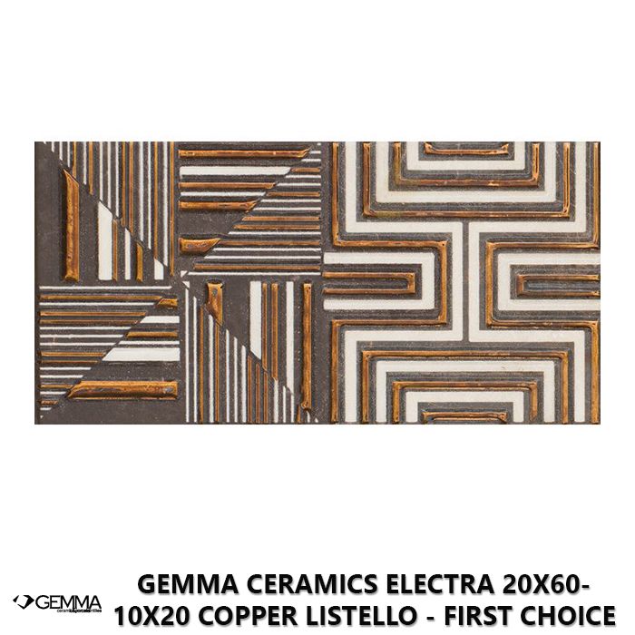 Gemma Ceramics Electra 20x60- 10x20 Copper Listello - First Choice