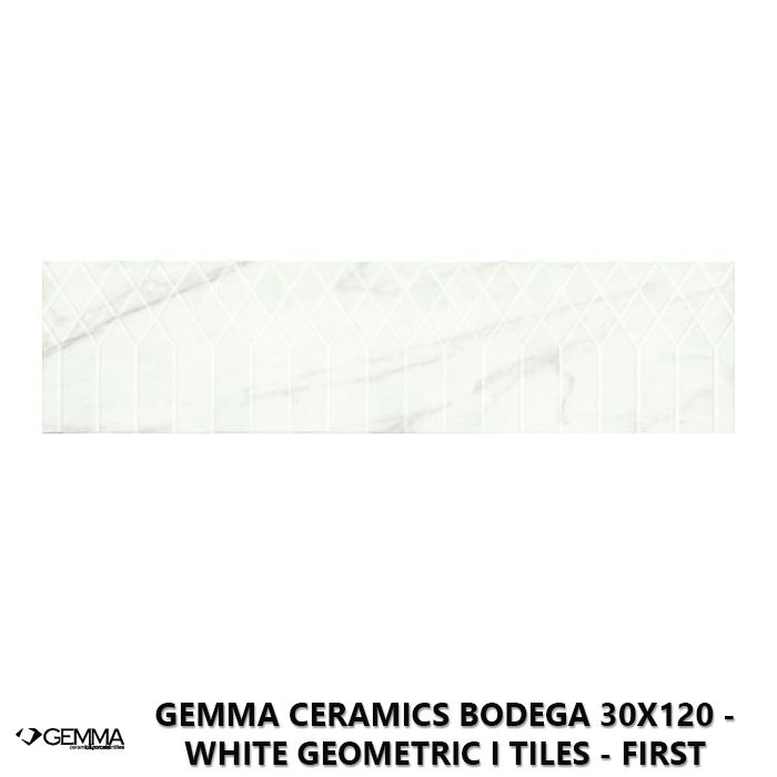 Gemma Ceramics Bodega 30x120 - White Geometric I Tiles - First Choice