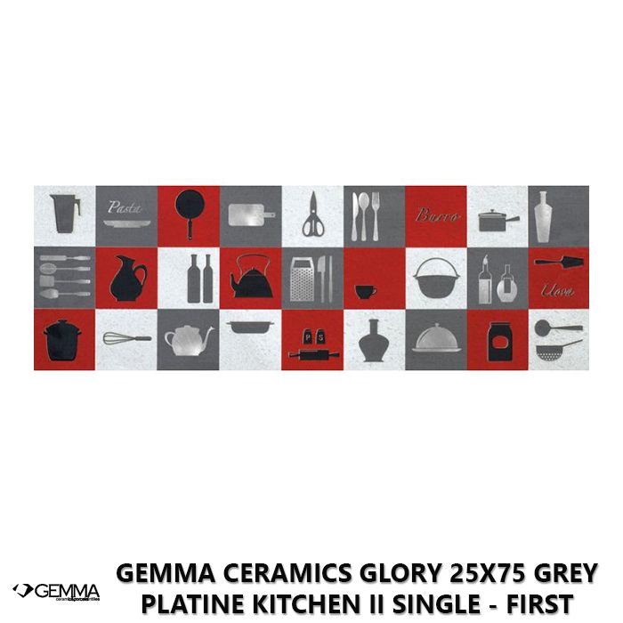 Gemma Ceramics Glory 25x75 Grey Platine Kitchen II Single - First Choice