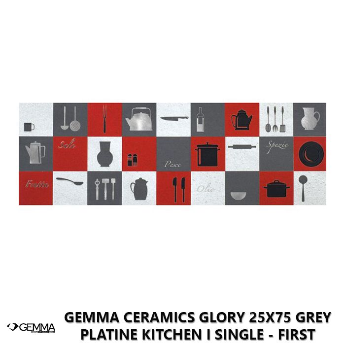 Gemma Ceramics Glory 25x75 Grey Platine Kitchen I Single - First Choice