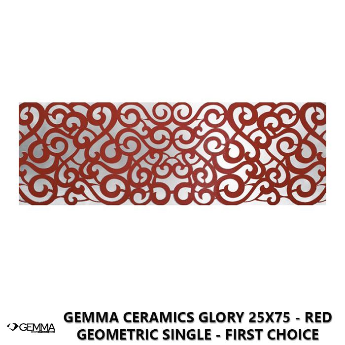 Gemma Ceramics Glory 25x75 - Red Geometric Single - First Choice
