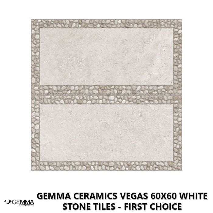 Gemma Ceramics Vegas 60x60 White Stone Tiles - First Choice