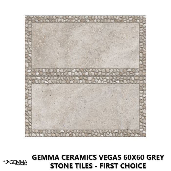 Gemma Ceramics Vegas 60x60 Grey Stone Tiles - First Choice