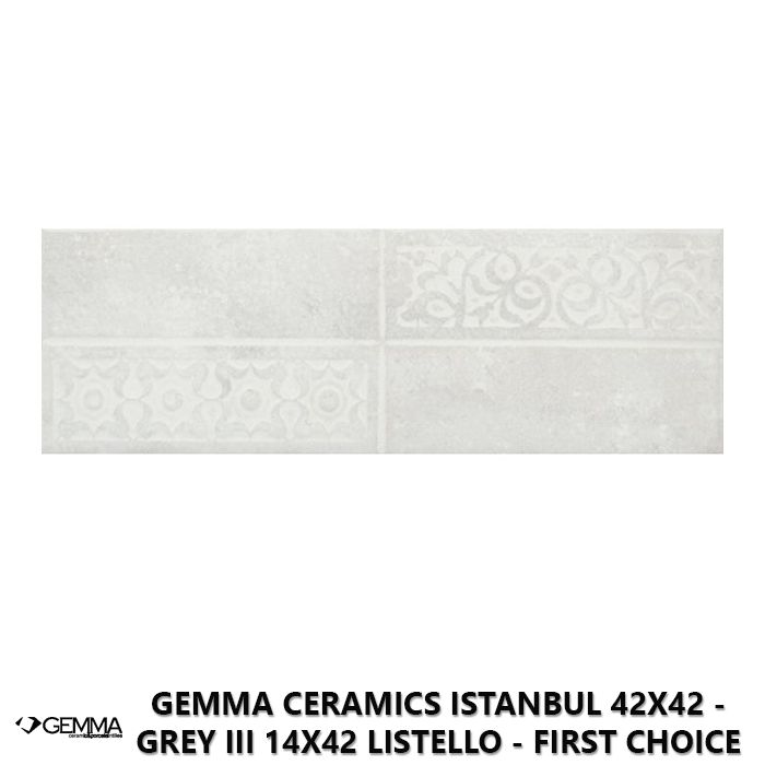 Gemma Ceramics Istanbul 42x42 - Grey III 14x42 Listello - First Choice