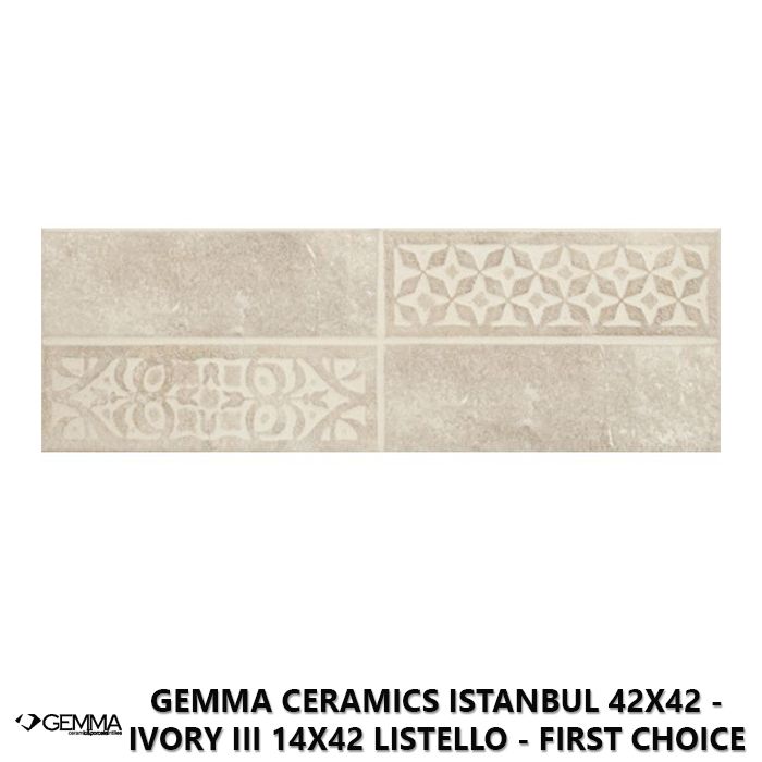Gemma Ceramics Istanbul 42x42 - Ivory III 14x42 Listello - First Choice