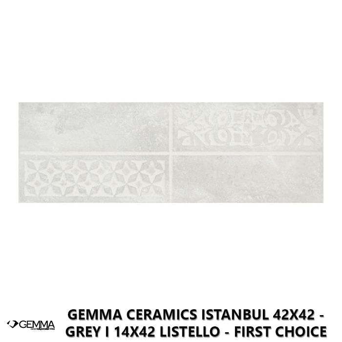 Gemma Ceramics Istanbul 42x42 - Grey I 14x42 Listello - First Choice