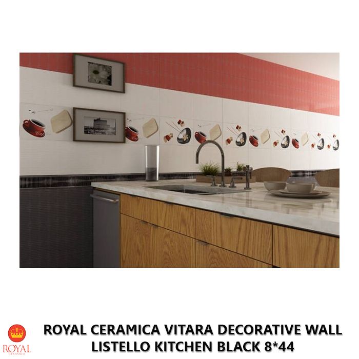 Royal Ceramica VITARA DECORATIVE WALL listello kitchen black 8*44