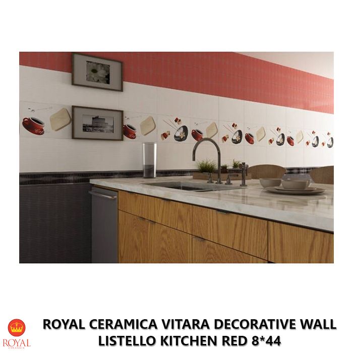 Royal Ceramica VITARA DECORATIVE WALL listello kitchen red 8*44
