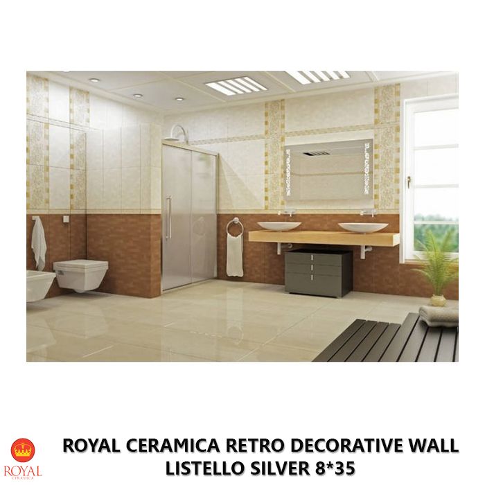 Royal Ceramica RETRO DECORATIVE WALL listello silver 8*35