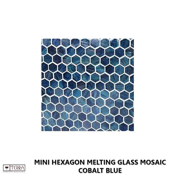 Mini Hexagon Melting Glass Mosaic Cobalt Blue