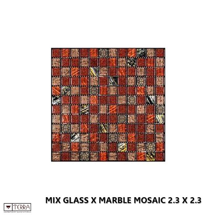 Mix Glass X Marble Mosaic 2.3 x 2.3