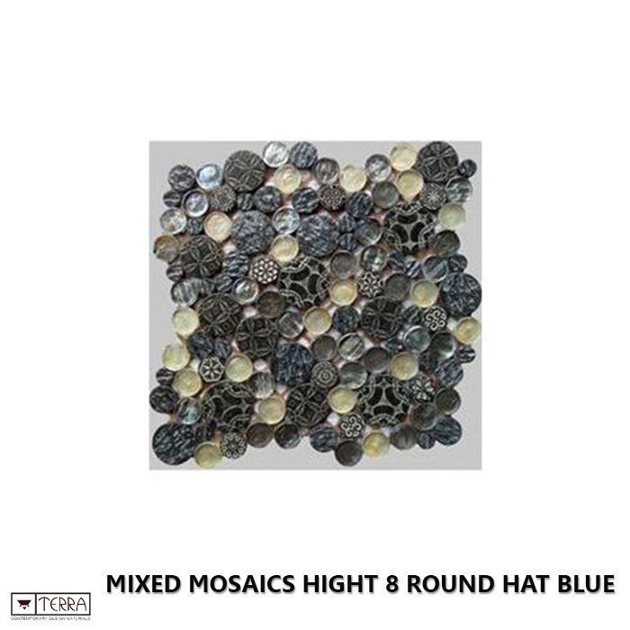 Mixed Mosaics Hight 8 Round Hat Blue