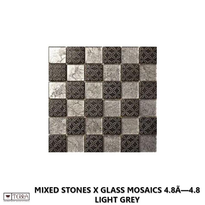 Mixed Stones x Glass Mosaics 4.8Ã—4.8 Light Grey