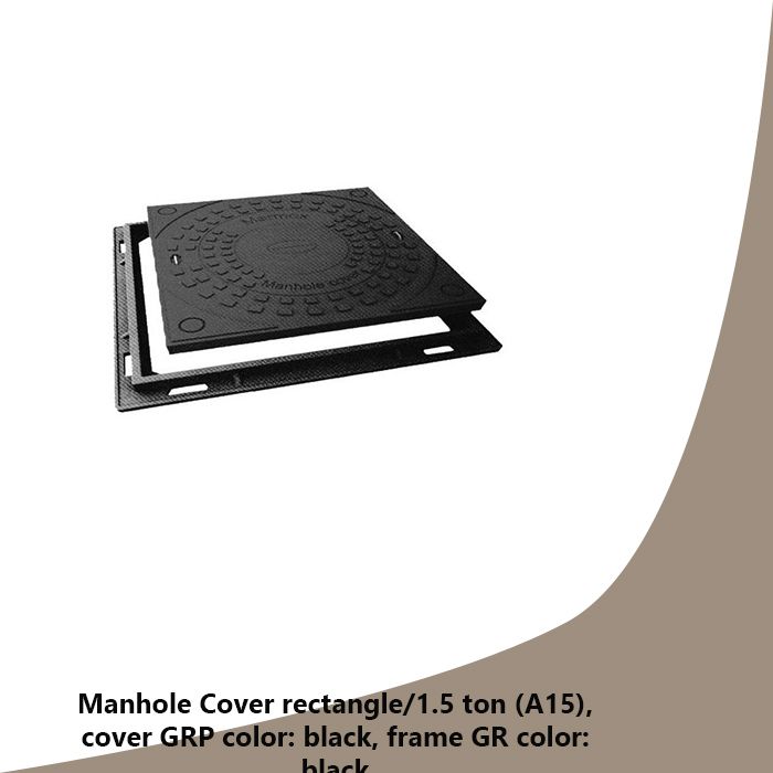 Manhole Cover rectangle/1.5 ton (A15), cover GRP color: colored, frame GR color: colored,