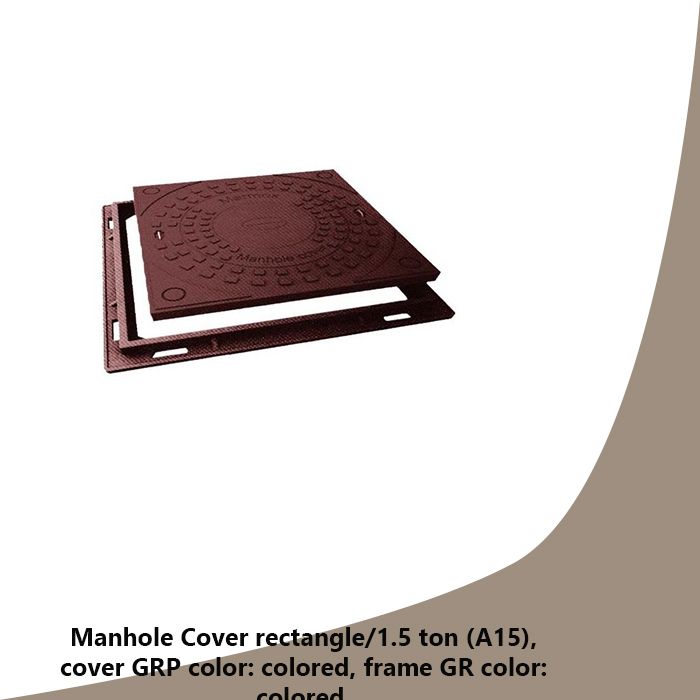 Manhole Cover rectangle/1.5 ton (A15), cover GRP color: black, frame GR color: black
