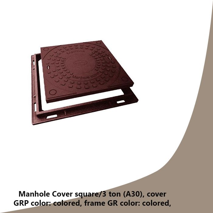 Manhole Cover square/1.5 ton (A15), cover GRP color: color frame steel color: colored