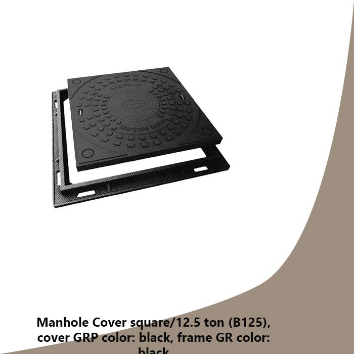 Manhole Cover square/1.5 ton (A15), cover GRP color: colored, frame GR color: black