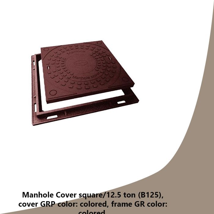 Manhole Cover square/1.5 ton (A15), cover GRP color: colored, frame GRP color: colored,