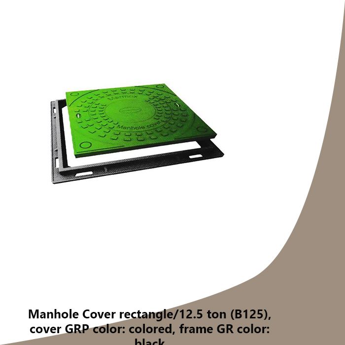 Manhole Cover square/1.5 ton (A15), cover GRP color: colored, frame GRP color: colored,