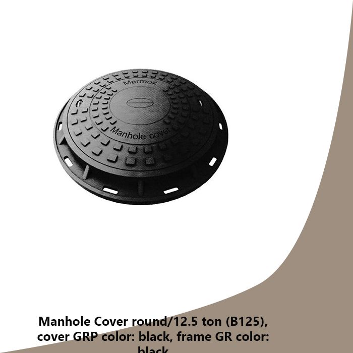 Manhole Cover square/1.5 ton (A15), cover GRP color: black, frame GRP color: black