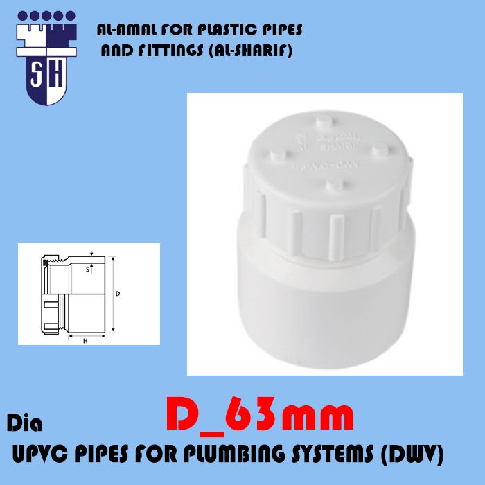 Upvc Clean Out dim63 mm fittings for plumbig system (dwv) (white colour)
 
