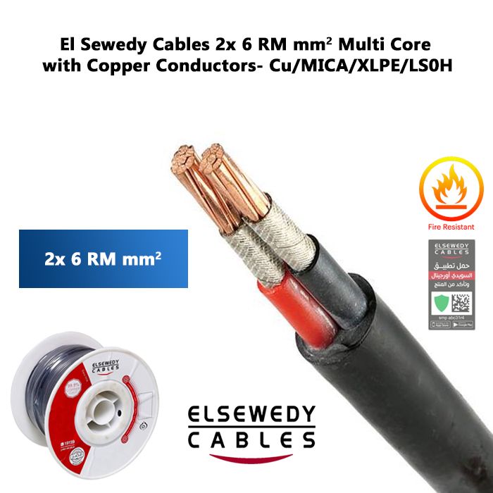 El Sewedy Cables 2x 6 RM mm2 Multi Core with Copper Conductors- Cu/MICA/XLPE/LS0H