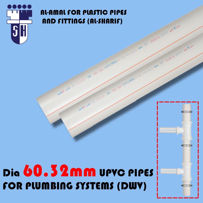  Upvc pipes dia 60.32mm for plumbing systems (dwv)